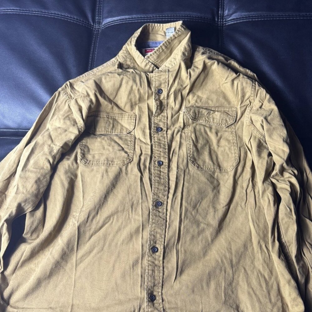 Wrangler Men’s Flannel Shirt XL Brown Plaid Button Down Classic Casual‎